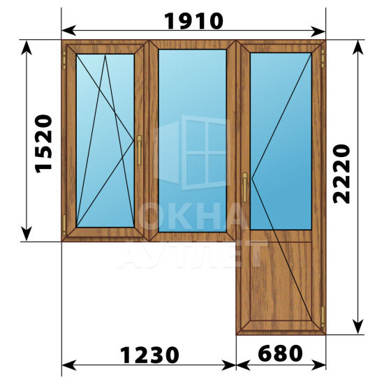 Балконный блок из лиственницы 1910×2220 Тип 2 ОА-52832