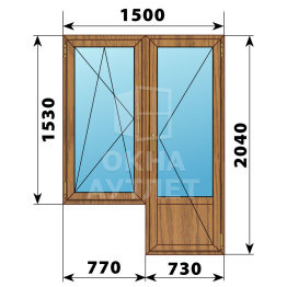 Балконный блок из лиственницы 1500×2040 Тип 3 ОА-52613