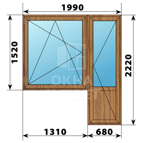 Балконный блок из лиственницы 1990×2220 Тип 3 ОА-52763