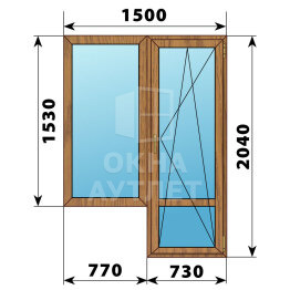 Балконный блок из лиственницы 1500×2040 Тип 4 ОА-52394
