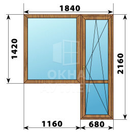 Балконный блок из лиственницы 1840×2160 Тип 4 ОА-52421