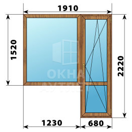 Балконный блок из лиственницы 1910×2220 Тип 4 ОА-52499
