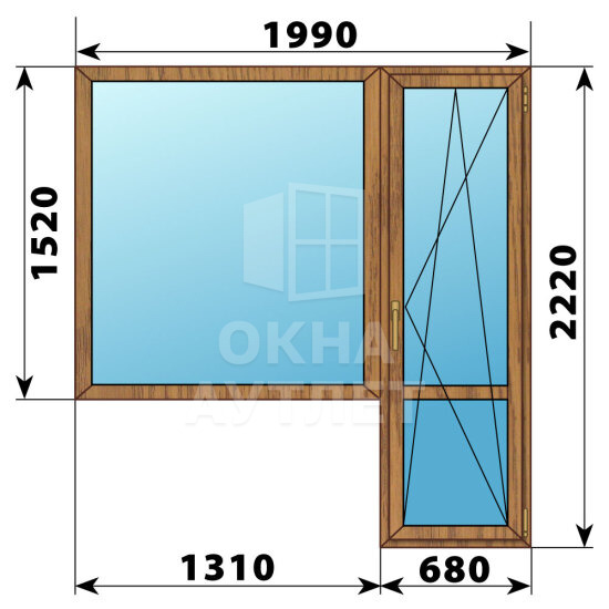 Балконный блок из лиственницы 1990×2220 Тип 4 ОА-52514