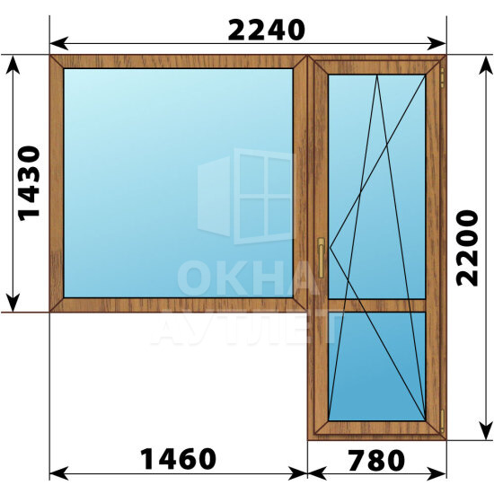 Балконный блок из лиственницы 2240×2200 Тип 4 ОА-52589
