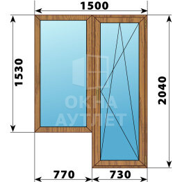 Балконный блок из лиственницы 1500×2040 Тип 6 ОА-52376