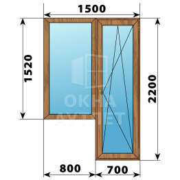 Балконный блок из лиственницы 1500×2200 Тип 6 ОА-52397