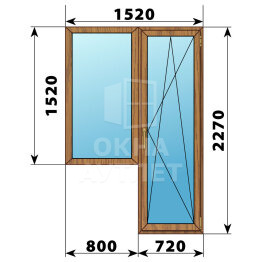 Балконный блок из лиственницы 1520×2270 Тип 6 ОА-52427