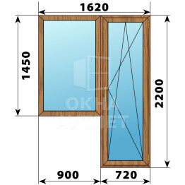 Балконный блок из лиственницы 1620×2200 Тип 6 ОА-52412