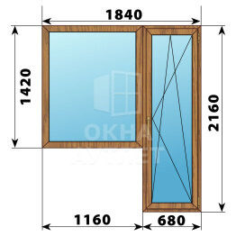 Балконный блок из лиственницы 1840×2160 Тип 6 ОА-52388