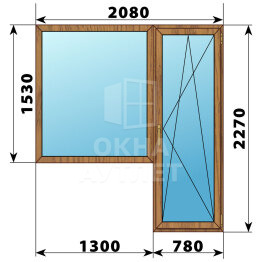 Балконный блок из лиственницы 2080×2270 Тип 6 ОА-52550