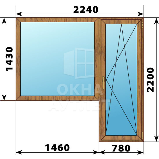 Балконный блок из лиственницы 2240×2200 Тип 6 ОА-52553