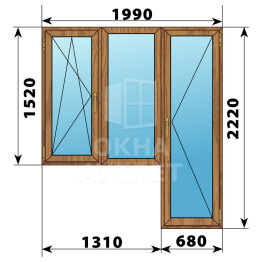 Балконный блок из лиственницы 1990×2220 Тип 7 ОА-52790