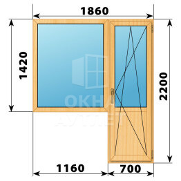 Балконный блок из сосны 1860×2200 Тип 1 ОА-52337