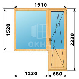 Балконный блок из сосны 1910×2220 Тип 1 ОА-52346