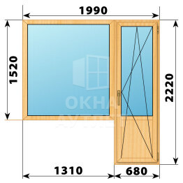 Балконный блок из сосны 1990×2220 Тип 1 ОА-52352