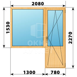 Балконный блок из сосны 2080×2270 Тип 1 ОА-52403