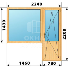 Балконный блок из сосны 2240×2200 Тип 1 ОА-52406