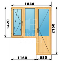 Балконный блок из сосны 1840×2160 Тип 2 ОА-52523