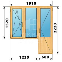 Балконный блок из сосны 1910×2220 Тип 2 ОА-52580