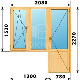 Балконный блок из сосны 2080×2270 Тип 2 ОА-52652