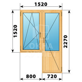 Балконный блок из сосны 1520×2270 Тип 3 ОА-52442