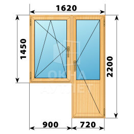 Балконный блок из сосны 1620×2200 Тип 3 ОА-52445