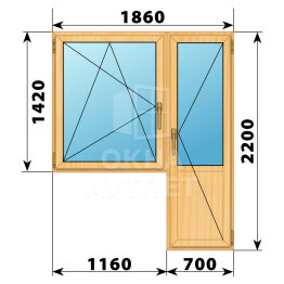 Балконный блок из сосны 1860×2200 Тип 3 ОА-52478