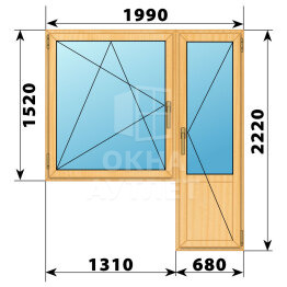 Балконный блок из сосны 1990×2220 Тип 3 ОА-52517