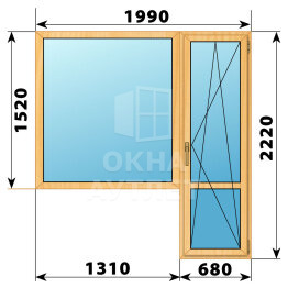 Балконный блок из сосны 1990×2220 Тип 4 ОА-52340