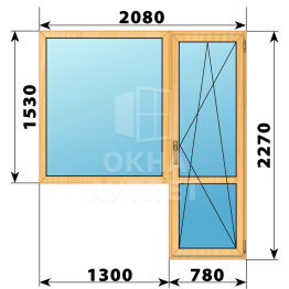 Балконный блок из сосны 2080×2270 Тип 4 ОА-52367