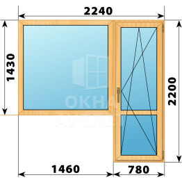 Балконный блок из сосны 2240×2200 Тип 4 ОА-52370
