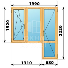 Балконный блок из сосны 1990×2220 Тип 5 ОА-52574