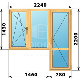 Балконный блок из сосны 2240×2200 Тип 5 ОА-52619