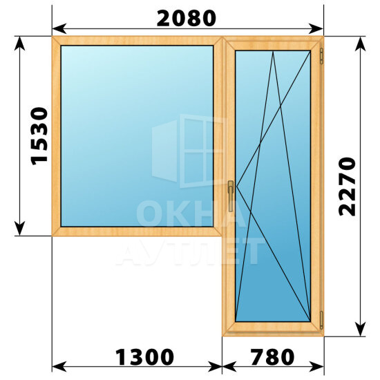 Балконный блок из сосны 2080×2270 Тип 6 ОА-52355