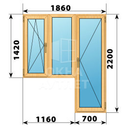 Балконный блок из сосны 1860×2200 Тип 7 ОА-52493