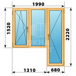 Балконный блок из сосны 1990×2220 Тип 7 ОА-52544