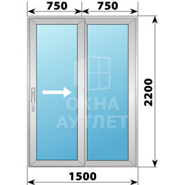 Деревянно-алюминиевая раздвижная дверь 1500×2200 2С ОА-66553