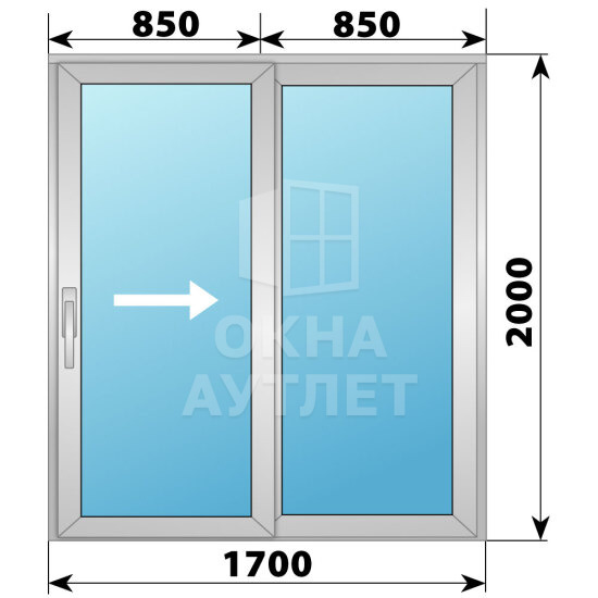 Деревянно-алюминиевая раздвижная дверь 1700×2000 2С ОА-66556