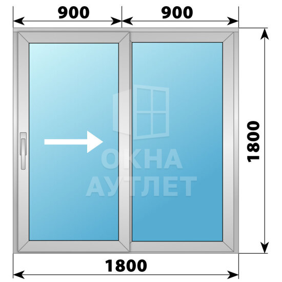 Деревянно-алюминиевая раздвижная дверь 1800×1800 2С ОА-66550