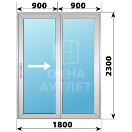 Деревянно-алюминиевая раздвижная дверь 1800×2300 2С ОА-66589