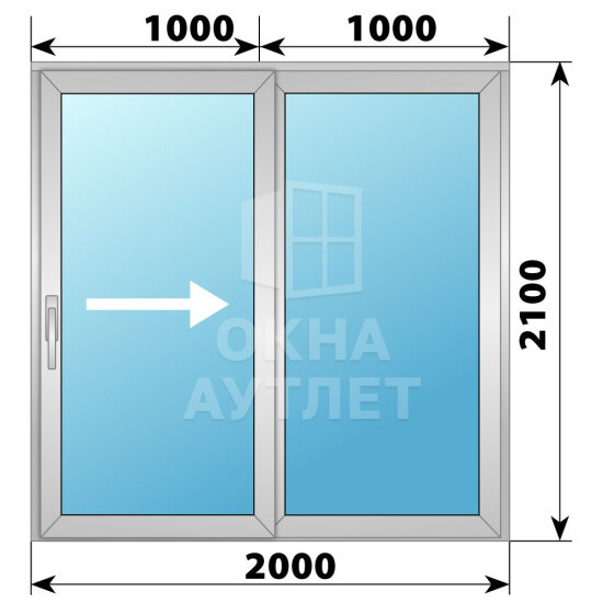 Деревянно-алюминиевая раздвижная дверь 2000×2100 2С ОА-66595