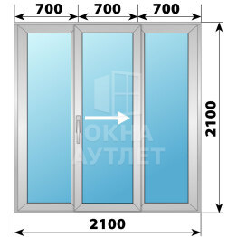 Деревянно-алюминиевая раздвижная дверь 2100×2100 3С ОА-66601