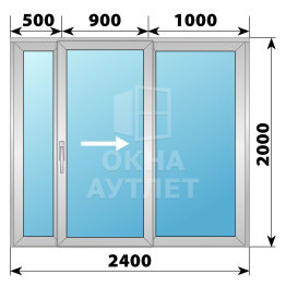 Деревянно-алюминиевая раздвижная дверь 2400×2000 3СН ОА-66616