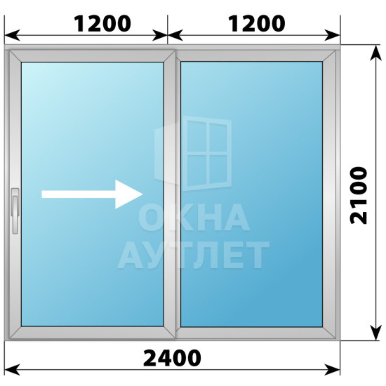 Деревянно-алюминиевая раздвижная дверь 2400×2100 2С ОА-66622