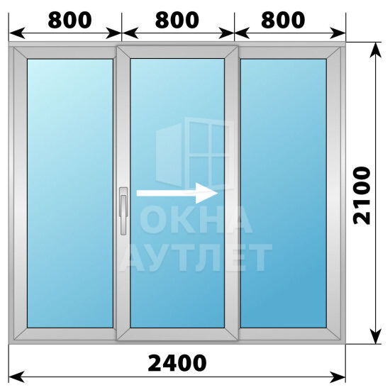 Деревянно-алюминиевая раздвижная дверь 2400×2100 3С ОА-66619