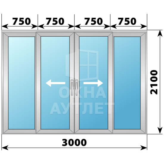 Деревянно-алюминиевая раздвижная дверь 3000×2100 4С1 ОА-66787