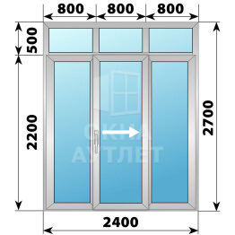 Деревянно-алюминиевая раздвижная дверь 2400×2700 3С ОА-66613