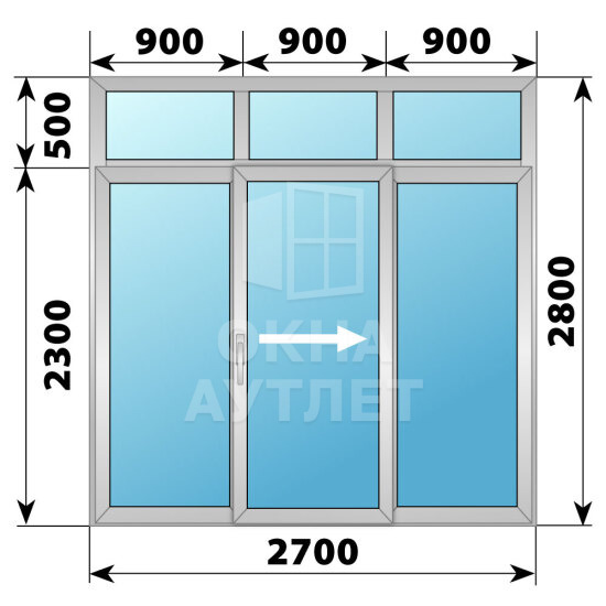 Деревянно-алюминиевая раздвижная дверь 2700×2800 3С ОА-66637