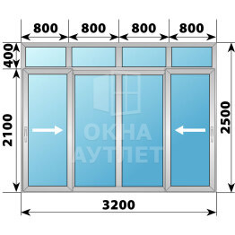 Деревянно-алюминиевая раздвижная дверь 3200×2500 4С2 ОА-66685