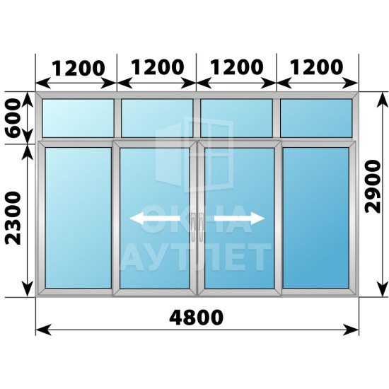 Деревянно-алюминиевая раздвижная дверь 4800×2900 4С1 ОА-67096